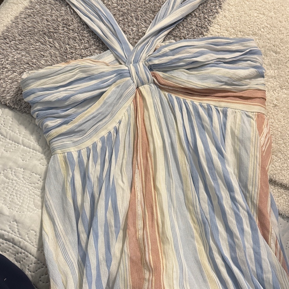 FATE Striped Maxi Dress smallBlue Pink Halter - Picture 2 of 7
